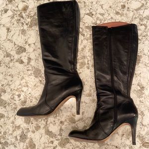 Black Knee High Leather Boots